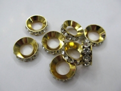 larger hole--100pcs 8 10 12 20mm Micro Pave Crystal spacer Brass Rondelle Pinwheel Buttone silver go