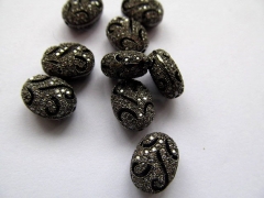 AAA 12pcs 10x14-25mm Micro Pave set cubic zirconia beads oval egg diamond silver gold gunmetal rose 