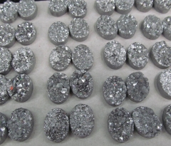 50pcs 10x20mm Titanium Agate beads Druzy Agate oval egg Beads Pendants Drusy Quartz Cabochons Charms Necklace Jewelry