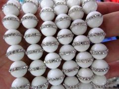 High Quality 6-14mm Natural white Turquoise stone ,purple agate Round Ball & cubic zirconia jewelry 