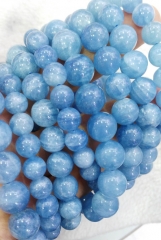 AA grade 6 8 10 12 14 16mm 8inch Genuine Aquamarine Beryl Bracelet Round Ball Blue beads