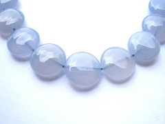 genuine chalcedony 2strands 10-20mm Natural Blue Chalcedony Beads round disc coin roundel jewelry be