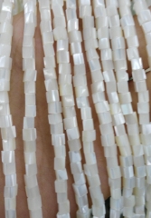 2strands 4 6 8mm Genuine MOP Shell ,Pearl Shell cube square bocharm white jewelry beads
