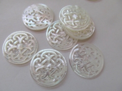 Mop shell beads12pcs 17-25mm Genuine MOP Shell ,Pearl Shell Pink balck white filigree Carved spacer 