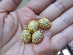 12pcs 10x14 12x16mm Micro Pave cubic zirconia beads Rice Barrel Drum silver gold gunmetal rose gold 