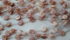 2strands high quality Genuine Pink Queen Conch Shell ,Pearl Shell Rose flower fluorial Hand Carved l