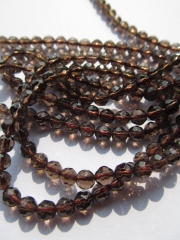 wholeasale 2strands genuine Topaz Smoky quartz round ball faceted beads,yellow clear white brown smo