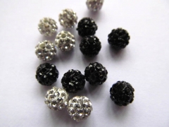 high quality 100pcs 4-16mm Micro Pave Clay Crystal rhinestone Round Ball clear white mixed Charm bea