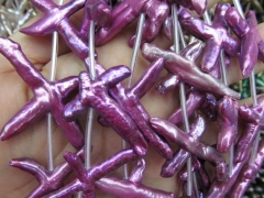 Assortment 2strands 25-50mm Pearl cross bead white green purple blue brown pink red black loose bead
