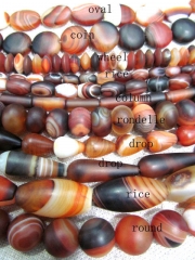 5strands 6-30mm Natual agate carnerila onyx Round rice barrel rondelle drop matte black red wholesal