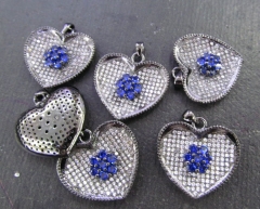 12pcs 22mm CZ Micro Pave Diamond Cubic Zirconia heart round coin horse eye evil earrings Healing Hand Charms Pendants