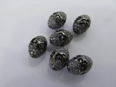 AAA GRADE 12pcs 8-16mm Micro Pave cubic zirconia beads Rice Barrel Drum silver gold gunmetal rose gold charm connector