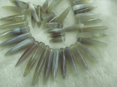 larger horn necklace genuine agate gemstone spikes sharp gray clear white loose beads 20-50mm full s