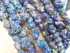 2starnds 6-30mm Druzy agate gemstone Natural Rock Quartz ,chips nuggets freeform AB mystic jewelry bead