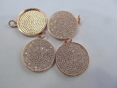 6pcs 30mm CZ Micro Pave Beads Spacer Beads roundel disc Micro Pave Disc Connector CZ Pave Connector 