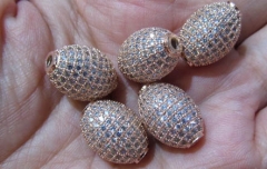 12pcs 10x16mm Micro Pave cubic zirconia beads Rice Barrel Drum silver gold gunmetal rose gold charm 