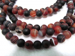 4strands 10mm Gorgeous Natural red black veins Frosted Agate Gemstone Matte Round Loose Beads