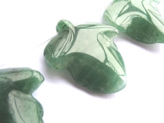 hanamde Genuine green Jade gemstone leaf leaves carved spacer beads jewelry pendant 18-35mm full str