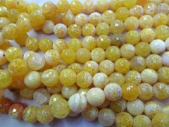 5strands 4 6 8 10 12 14 16mm high quality Agate gemstone round ball faceted cracked pink yellow gree