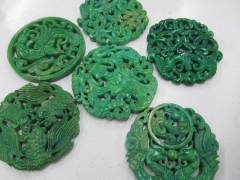 Wholesale 6pcs 70mm Ancient Jade Pendant handmade Rare Animal butterfly Green Assortment focal beads