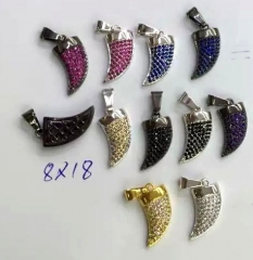 Top Quality 12Pcs 18x8mm CZ Micro Pave Diamond Horn charm ,18k Gold Link Connector Charms, Micro Pav