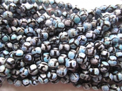 60%off-- 8mm Tibetant Agate Gem Round Ball Faceted Triangle Eyes Evil blue Loose Bead