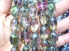 2strands 8-20mmCrystal like gorgous freeform nuggets egg lite green AB mystic rainbow purple grey bl