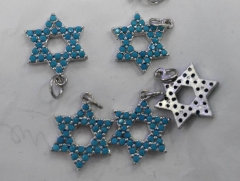 12pcs 15-50mm CZ Micro Pave Diamond Cubic Zirconia Hamsa hand earrings Healing Hand Star aqua blue c