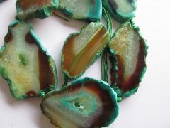 Geniune sea agate 20-60mm full strand slab freeform green borwn blue pendant bead