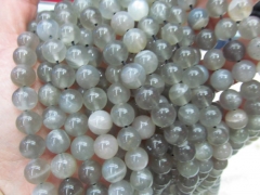 High Quality 4-12mm full strand genuine grey black sunstone stone Round Ball flashy sunstone bead je