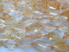 Wholesase Full Strand 15-35mm Genuine Citrine Quartz Freeform Nuggets Faceted yellow Loose bead