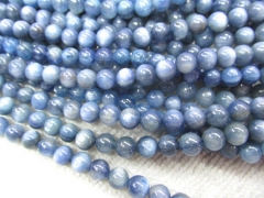 high quality 3 4 5 6 7 8 10mm 16inch Natural Kyanite Gemstone Round Ball Blue Loose Bead