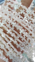 high quality 2strands 8charm8mm Genuine MOP Shell ,Pearl Shell cross ,cross shell white ewelry beads