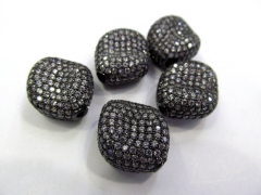 AAA 12pcs 20mm Fashion Micro Pave set cubic zirconia beads square Slab twisted gunmetal spacer beads