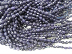 5strands Sapphire blue Jade Rice Faceted Beads Supplies Oval Beads Spacer beads for Jewelry Making 4x6 6x10 8x12mm
