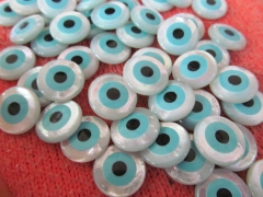 25pcs 4 6 8 10 12mm High Quality Genuine MOP Shell mother of pearl Round Coin Turquoise blue evil ey