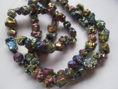 high quality 2strands 6-25mm titanium quartz rock quartz freeform chips nuggets AB mystic gold silve