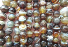 Full strand 16inch natural Botswana Agate gemstone Round Ball grey brown bead 4-16mm