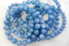 AA grade 6 8 10 12 14 16mm 8inch Genuine Aquamarine Beryl Bracelet Round Ball Blue beads