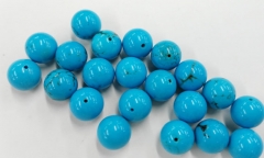 Half drilled---high quality 24pcs 4-16mm Turquoise stone Cabochons Round Ball blue Green mixed jewel