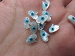 Top Drilled --12pcs 13x20mm Genuine MOP Shell Blue White Mother of pearl shell turkish evil eye hams