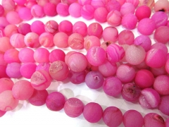 2strands 8-14mm Gorgeous Natural rose cherry pink red Frosted Agate Gemstone Matte Round Loose Beads