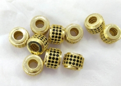 24pcs 8x10mm Diamond micro pave diamond bling disco ball round spacer bead Round drum gunmtal silver rose gold charm connetor Fi