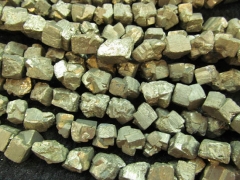 wholesale genuine Raw pyrite nuggets bead freeform iron gold box square cube loose beads 8-20mm full