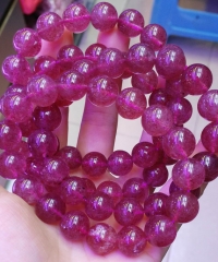 AA+ Genuine Strawberry Quartz Beads 7 8 10 12 14mm 8inch round ball cherry red jewelry bracelet