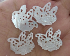 handmade 12pcs 25mm Genuine MOP Shell ,Animals Double Butterfly Carved white Jewelry Beads connector