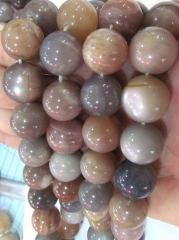 wholesale 4-12mm full strand Natural moonstone gems Round Ball white grey oranger black flashy jewel