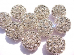 AA +12pcs 20-28mm Bling Micro Pave Crystal Brass Filigree Beads Spacer Round Metal Spacer Beads Bead