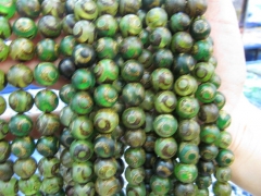 Fashion 5strands 8 10 12mm Tibetant Agate Gem Round Ball Evil Matte Gemstone Green Brown Loose Bead