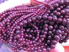 wholesale genuine garnet necklace 2strands 4-10mm gemstone round ball deep red Burgundy jewelry bead